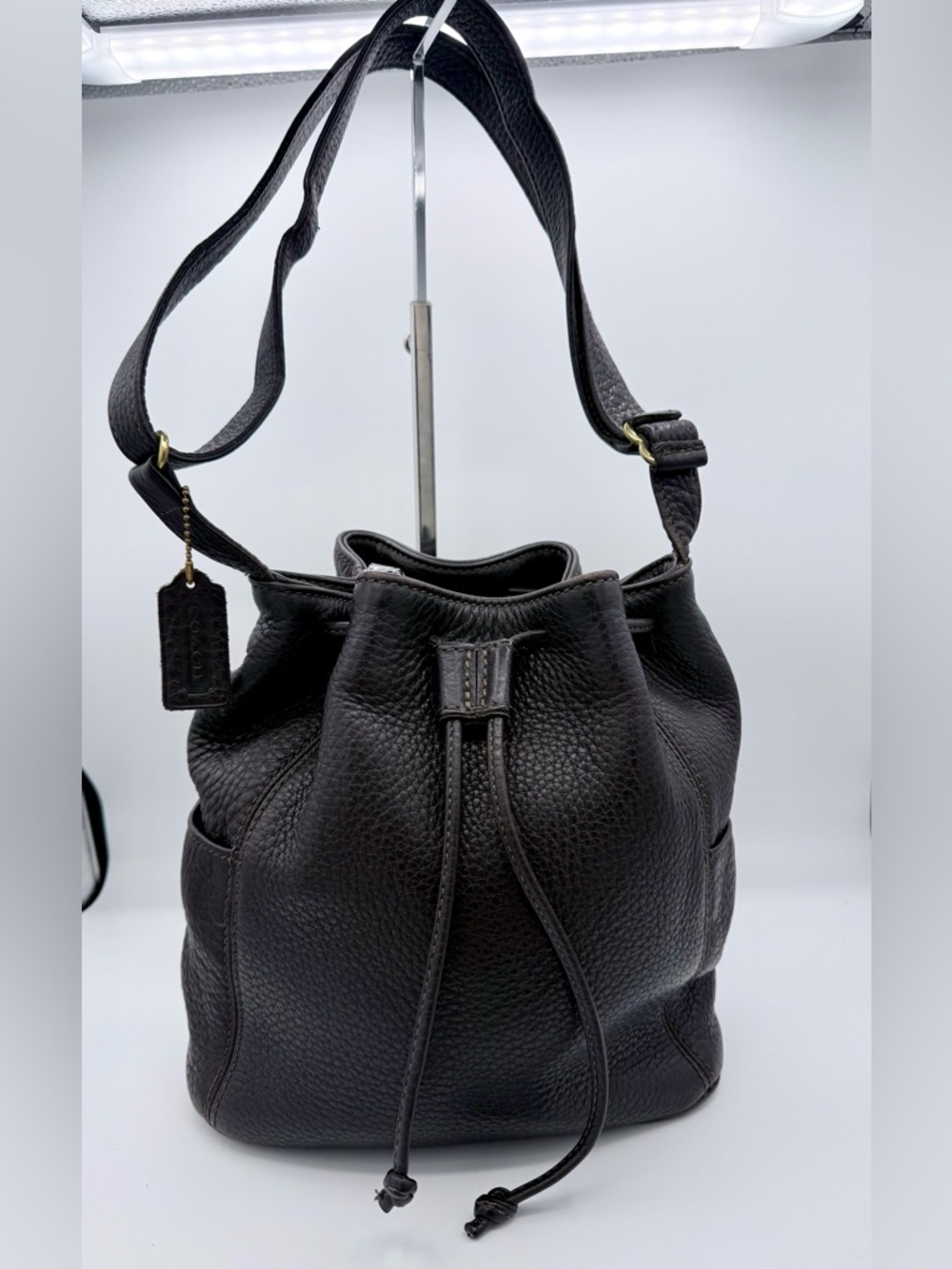 Vintage Coach Sonoma Brown Pebbled Leather Bucket Bag Made in Costa Rica 4926